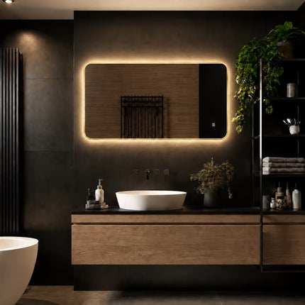 Loxa Marbella LED Spiegel 100 x 60 cm - Rechthoek, Gouden Lijst - afbeelding 7