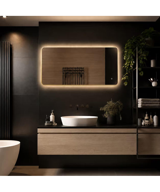 Loxa Marbella LED Spiegel 120 x 60 cm - Rechthoek, Gouden Lijst - afbeelding 8