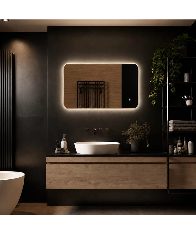 Loxa Marbella LED Spiegel 80 x 60 cm - Rechthoek, Gouden Lijst