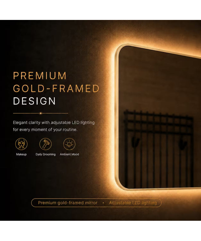 Loxa Marbella LED Spiegel 120 x 60 cm - Rechthoek, Gouden Lijst