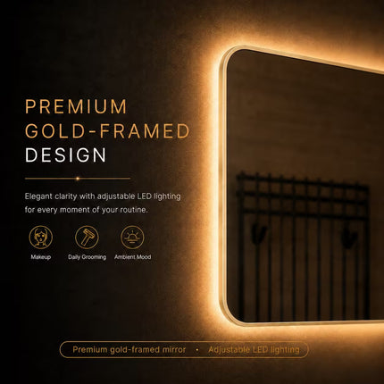 Loxa Marbella LED Spiegel 80 x 60 cm - Rechthoek, Gouden Lijst