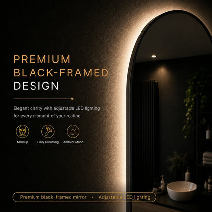 Loxa Marrakech LED Spiegel 45 x 100 cm - Rechthoek, Zwarte Lijst - afbeelding 2