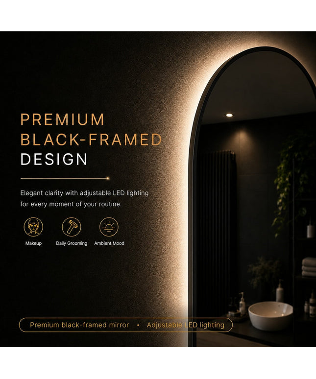 Loxa Marrakech LED Spiegel 45 x 100 cm - Rechthoek, Zwarte Lijst - afbeelding 2