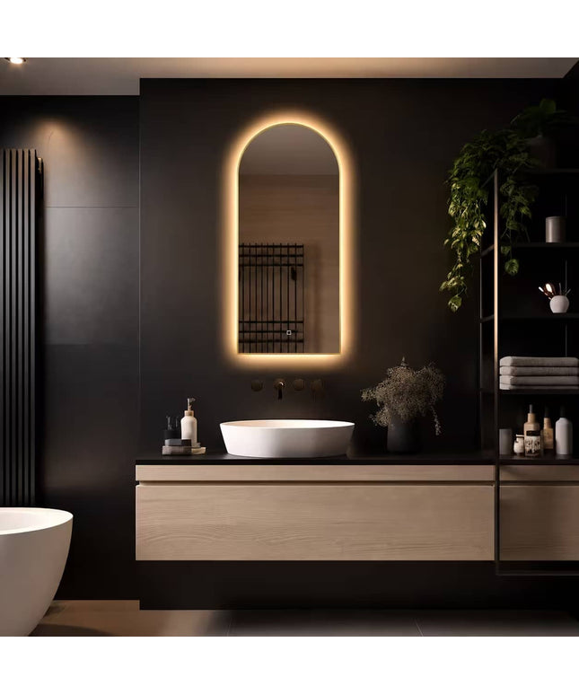 Loxa Medina LED Spiegel 45 x 100 cm - Rechthoek, Gouden Lijst - afbeelding 4