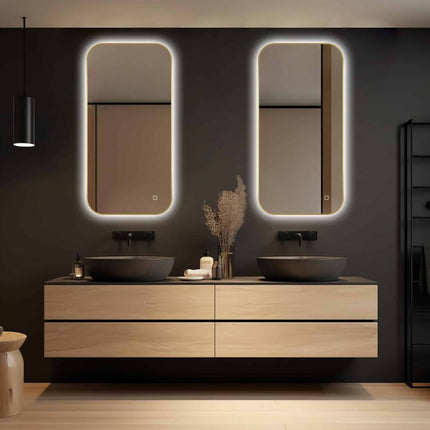 Loxa Milano LED Spiegel 50 x 100 cm - Rechthoek, Gouden Lijst - afbeelding 4