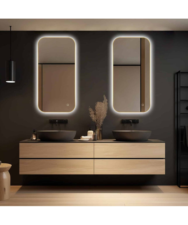 Loxa Milano LED Spiegel 50 x 100 cm - Rechthoek, Gouden Lijst - afbeelding 4