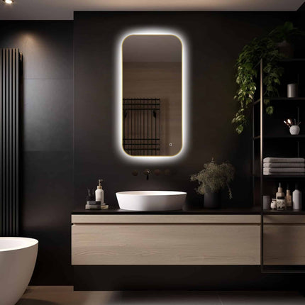Loxa Milano LED Spiegel 50 x 100 cm - Rechthoek, Gouden Lijst