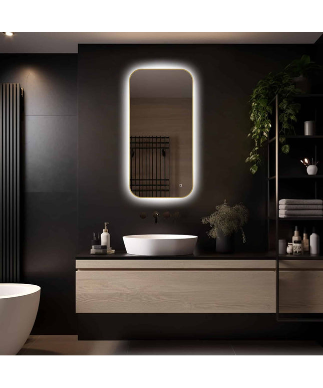 Loxa Milano LED Spiegel 50 x 100 cm - Rechthoek, Gouden Lijst