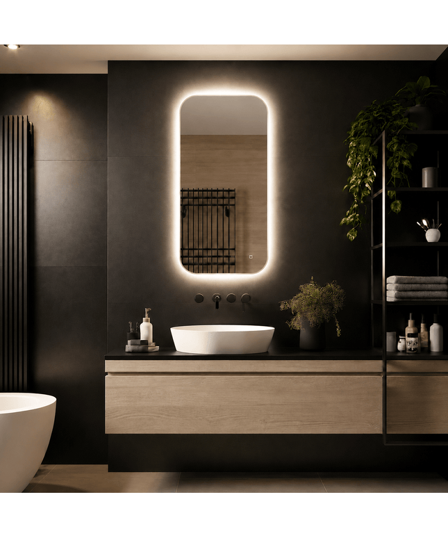 Loxa Milano LED Spiegel 50 x 100 cm - Rechthoek, Gouden Lijst - afbeelding 2