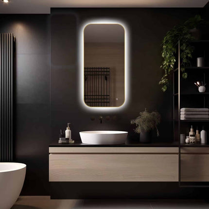Loxa Milano LED Spiegel 50 x 100 cm - Rechthoek, Gouden Lijst