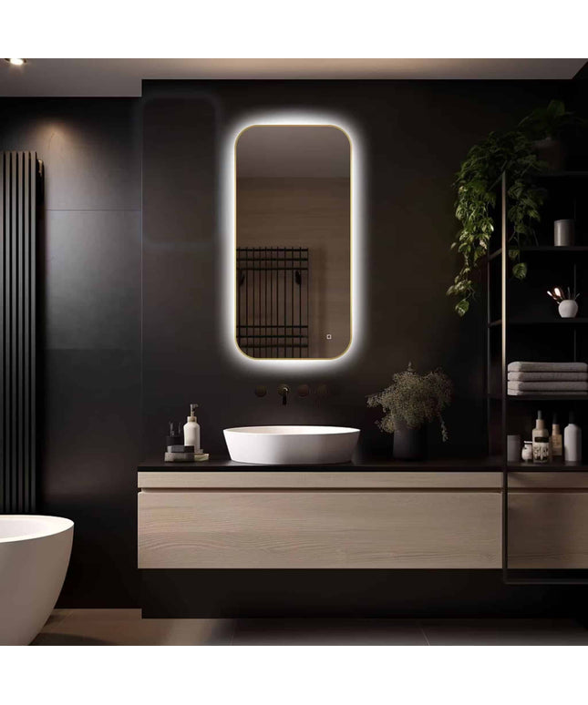 Loxa Milano LED Spiegel 50 x 100 cm - Rechthoek, Gouden Lijst