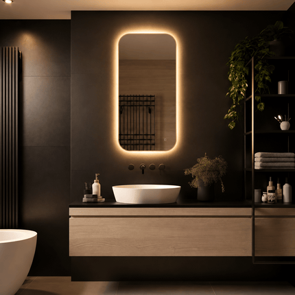 Loxa Milano LED Spiegel 50 x 100 cm - Rechthoek, Gouden Lijst - afbeelding 3