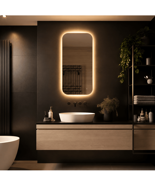 Loxa Milano LED Spiegel 50 x 100 cm - Rechthoek, Gouden Lijst - afbeelding 3