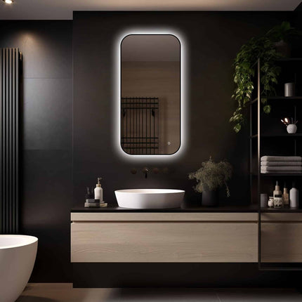 Loxa Monaco LED Spiegel 50 x 100 cm - Rechthoek, Zwarte Lijst