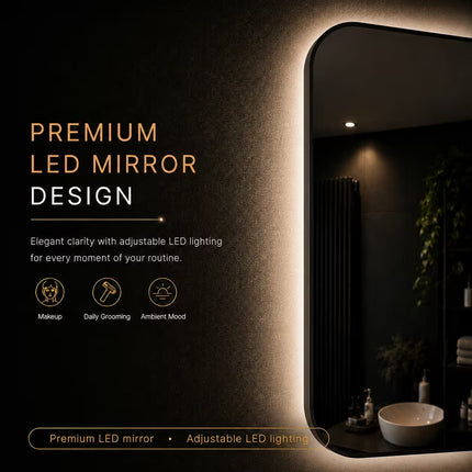 Loxa Monaco LED Spiegel 50 x 100 cm - Rechthoek, Zwarte Lijst - afbeelding 7