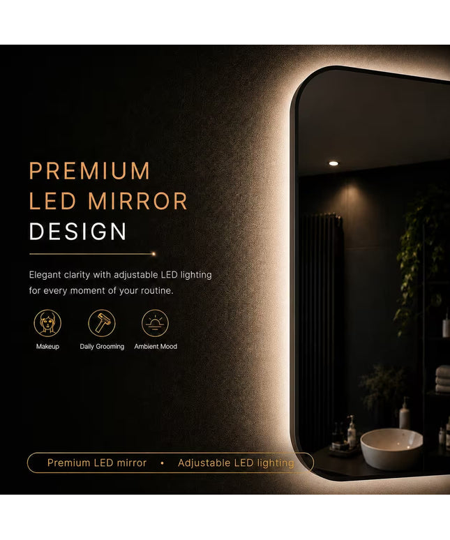 Loxa Monaco LED Spiegel 50 x 100 cm - Rechthoek, Zwarte Lijst - afbeelding 7
