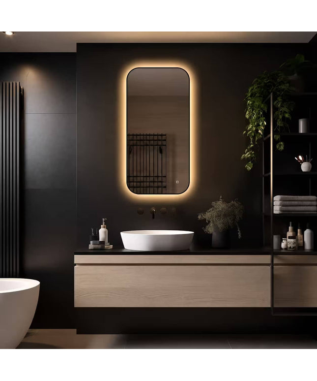 Loxa Monaco LED Spiegel 50 x 100 cm - Rechthoek, Zwarte Lijst