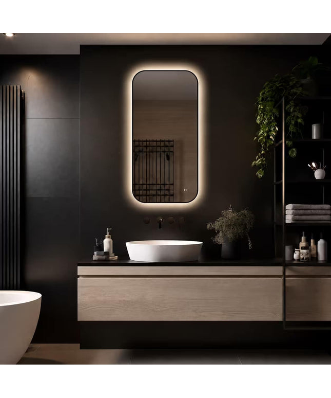 Loxa Monaco LED Spiegel 50 x 100 cm - Rechthoek, Zwarte Lijst