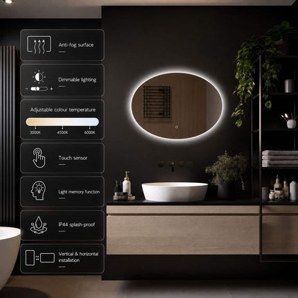 Loxa Rondo Ovale LED Spiegel 100 x 70 cm