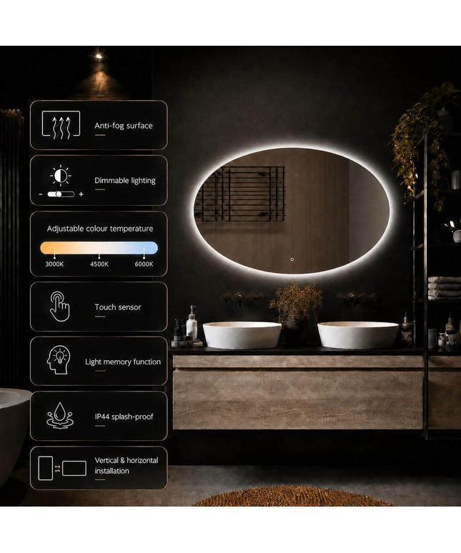 Loxa Rondo Ovale LED Spiegel 120 x 70 cm