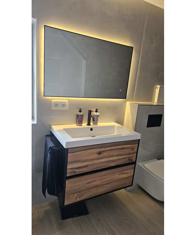 Loxa Sorento LED Spiegel 100 x 60 cm - Rechthoek, Zwarte Lijst
