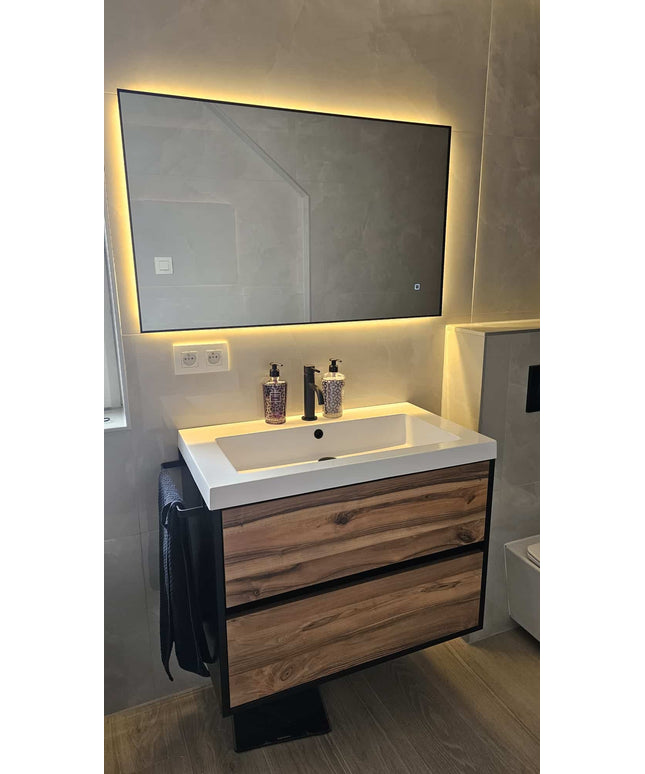 Loxa Sorento LED Spiegel 100 x 60 cm - Rechthoek, Zwarte Lijst