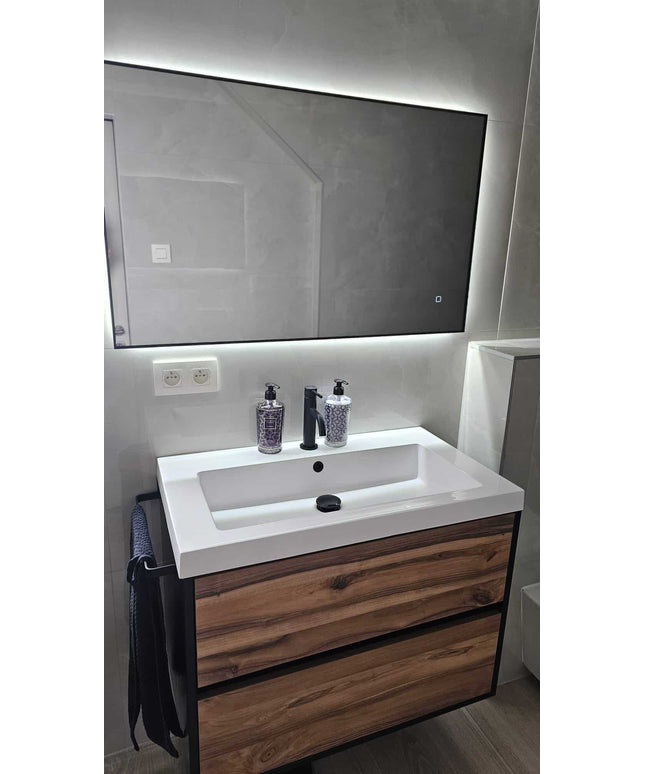 Loxa Sorento LED Spiegel 100 x 60 cm - Rechthoek, Zwarte Lijst