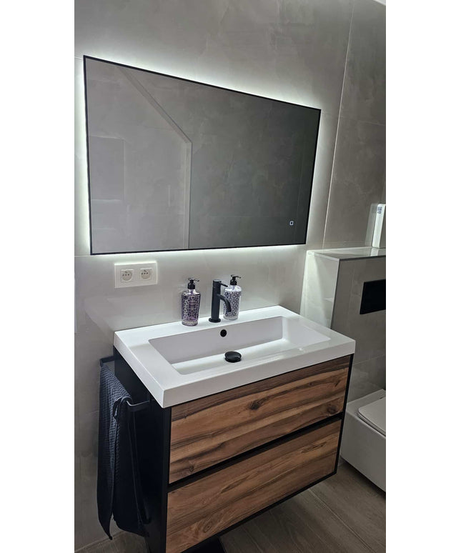 Loxa Sorento LED Spiegel 100 x 60 cm - Rechthoek, Zwarte Lijst