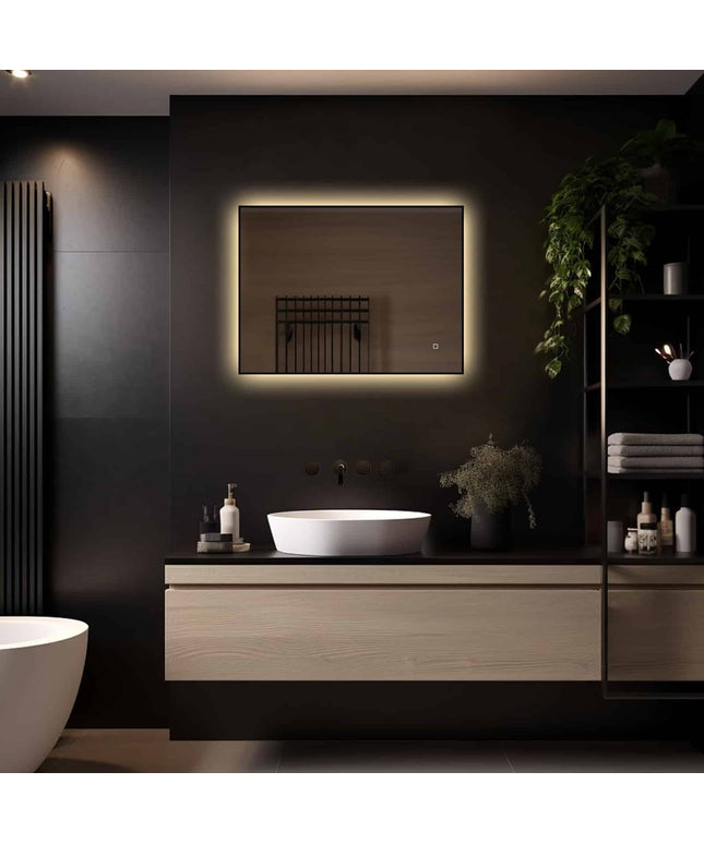 Loxa Sorento LED Spiegel 80 x 60 cm - Rechthoek, Zwarte Lijst