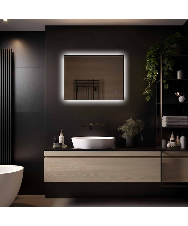 Loxa Sorento LED Spiegel 80 x 60 cm - Rechthoek, Zwarte Lijst