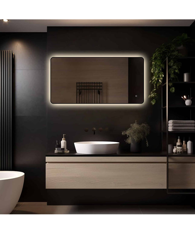 Loxa Valencia LED Spiegel 120 x 60 cm - Rechthoek, Zwarte Lijst - afbeelding 4