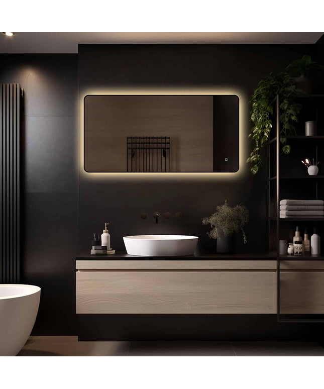 Loxa Valencia LED Spiegel 120 x 60 cm - Rechthoek, Zwarte Lijst - afbeelding 3