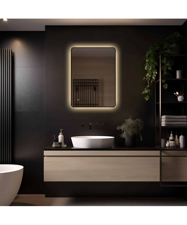 Loxa Valencia LED Spiegel 80 x 60 cm - Rechthoek, Zwarte Lijst