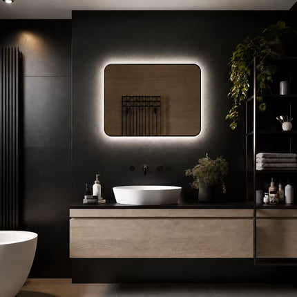 Loxa Valencia LED Spiegel 80 x 60 cm - Rechthoek, Zwarte Lijst - afbeelding 4