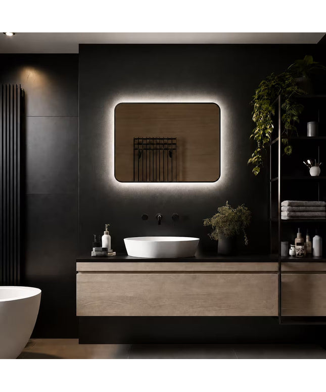 Loxa Valencia LED Spiegel 80 x 60 cm - Rechthoek, Zwarte Lijst - afbeelding 4