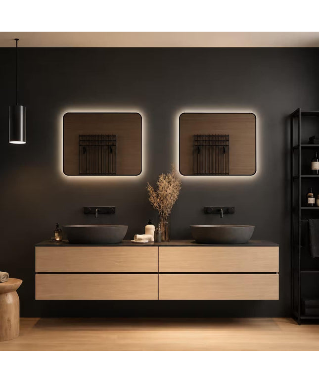 Loxa Valencia LED Spiegel 80 x 60 cm - Rechthoek, Zwarte Lijst - afbeelding 6