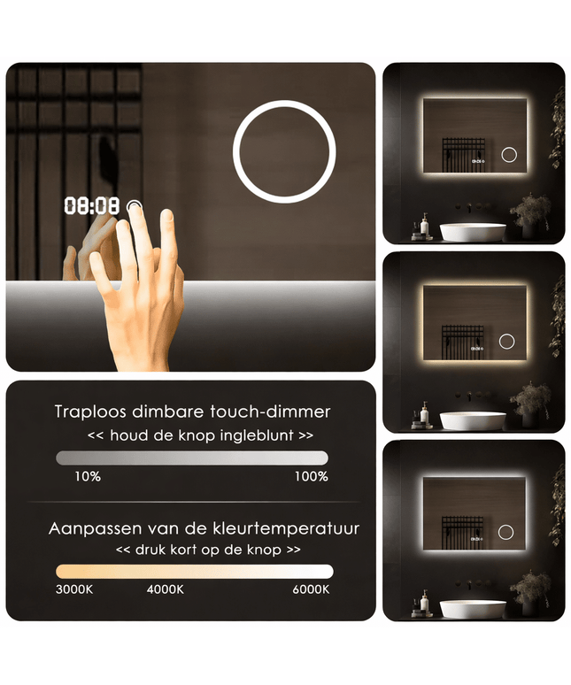 Loxa Lorina LED Spiegel 80 x 60 cm - Rechthoek