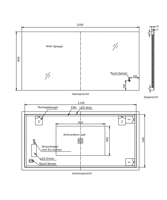 Loxa Livorno LED Spiegel 120 x 60 cm - Rechthoek - afbeelding 7