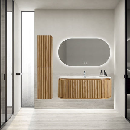BEGONIA Wastafelonderkast - 1 lade greeploos soft-close - 119x42x52,5cm - Naturel eiken - afbeelding 5