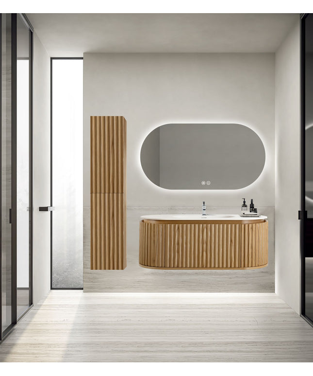 BEGONIA Wastafelonderkast - 1 lade greeploos soft-close - 119x42x52,5cm - Naturel eiken - afbeelding 5
