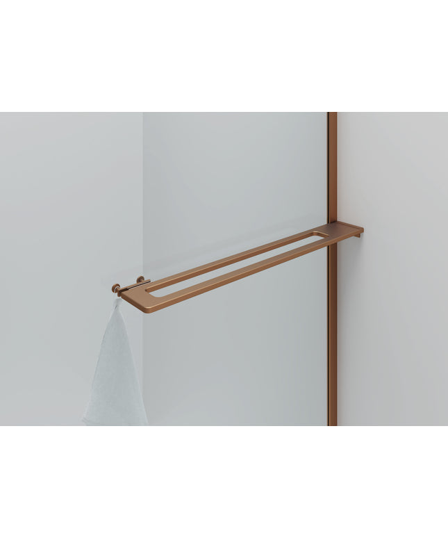 CURVY Inloopdouche gebogen met handdoekhouder - 100x200cm - Geborsteld koper - afbeelding 2