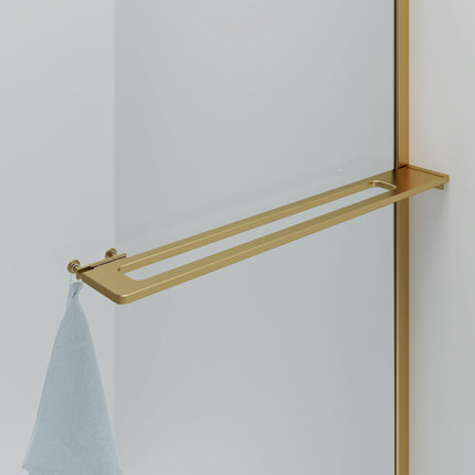 CURVY Inloopdouche gebogen met handdoekhouder - 100x200cm - Geborsteld goud - afbeelding 2
