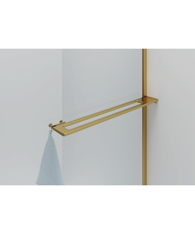 CURVY Inloopdouche gebogen met handdoekhouder - 100x200cm - Geborsteld goud - afbeelding 2