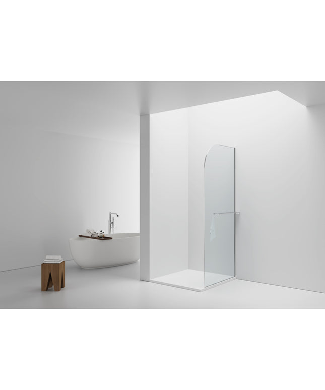 CURVY Inloopdouche gebogen met handdoekhouder - 100x200cm - Chroom
