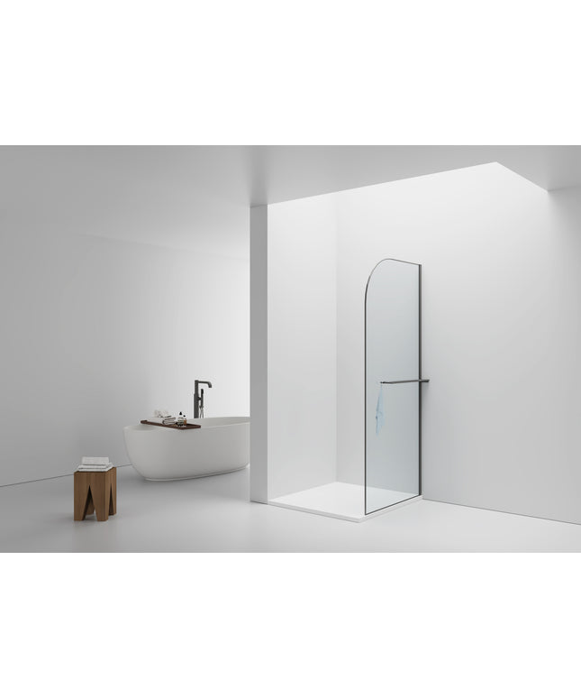 CURVY Inloopdouche gebogen met handdoekhouder - 100x200cm - Gunmetal