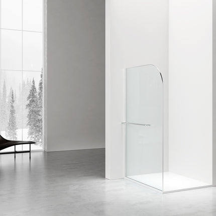 CURVY Inloopdouche gebogen met handdoekhouder - 1200x2000mm - Chroom