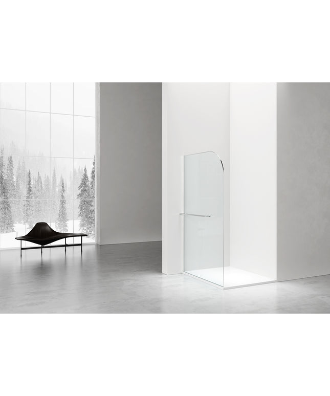 CURVY Inloopdouche gebogen met handdoekhouder - 1200x2000mm - Chroom
