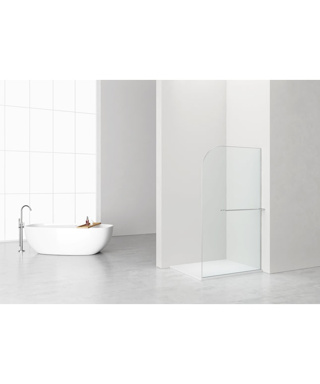 CURVY Inloopdouche gebogen met handdoekhouder - 1200x2000mm - Chroom - afbeelding 3