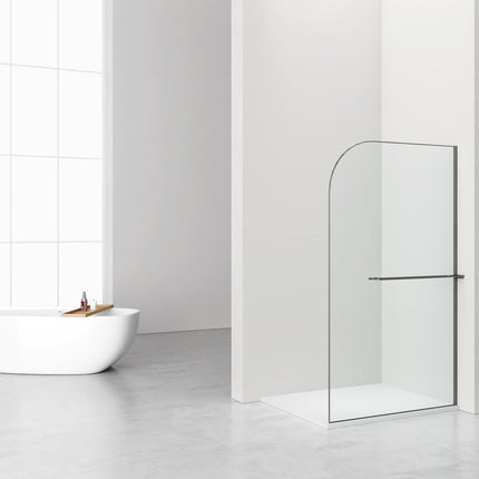 Aloni CURVY Walk-in shower com porta-toalha - Curvo - Vidro de segurança de 8 mm - 120x200 cm - Gunmetal - Anti-calcário - Vidro transparente