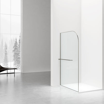 Aloni CURVY Walk-in shower com porta-toalha - Curvo - Vidro de segurança de 8 mm - 120x200 cm - Gunmetal - Anti-calcário - Vidro transparente